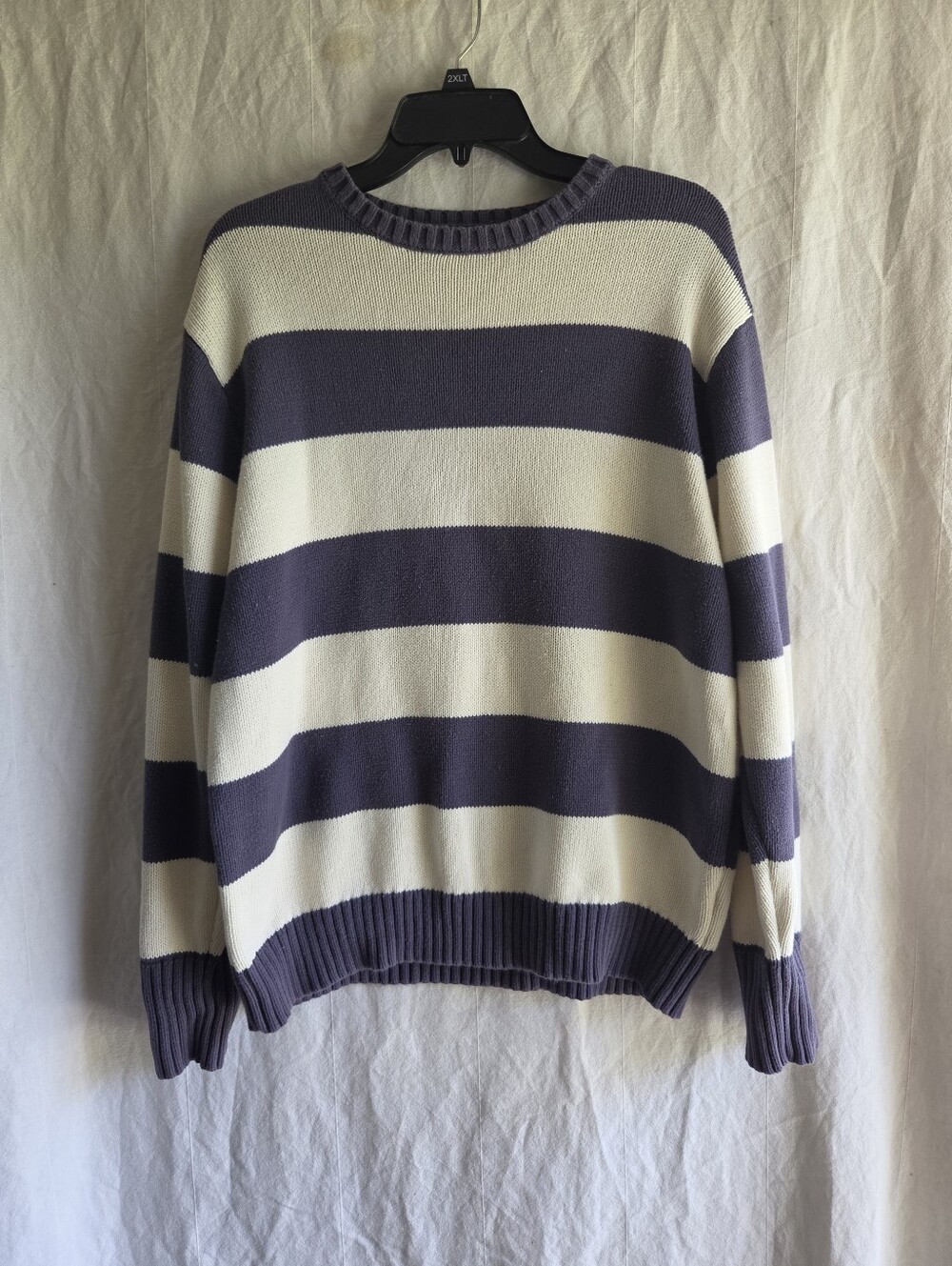 Brandy Melville Blue White Oversized Striped Sweater Womens Large Cotton Boxy